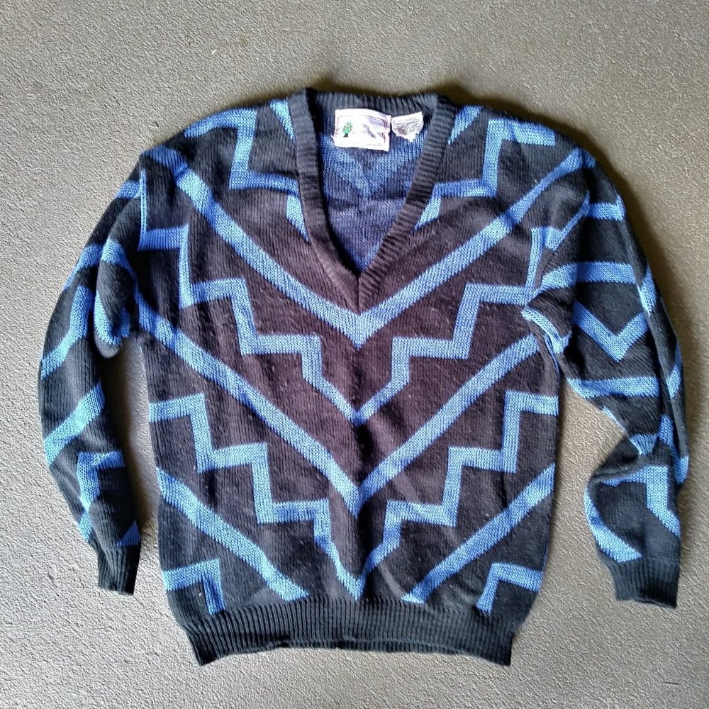 1970s Vintage Sweater Geometric Pattern